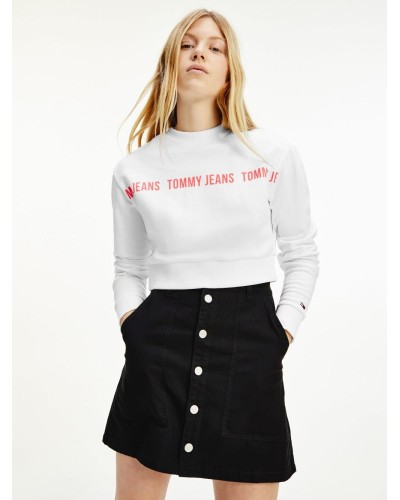 SUDADERA TJW REGULAR CROPPED TAPE CREW WHITE