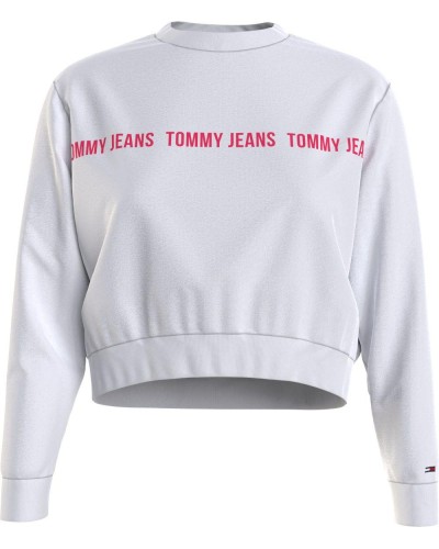 SUDADERA TJW REGULAR CROPPED TAPE CREW WHITE