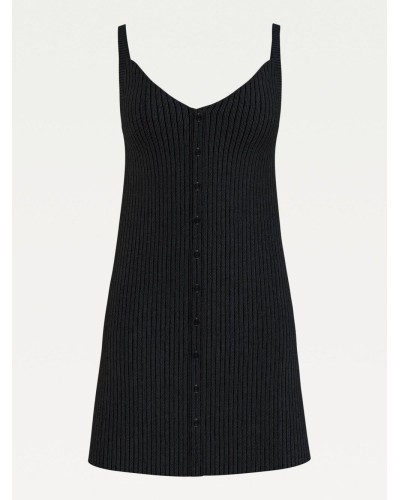 VESTIDO TJW BUTTON THRU RIB DRESS BLACK