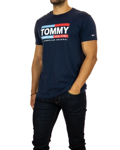 CAMISETA MANGA CORTA TJM STRAIGHT BOX LOGO TEE 100% ORGANICALLY GROWN COTTON TWILIGHT NAVY