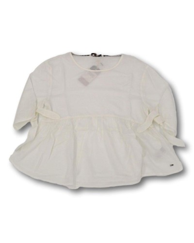 BLUSA TJW BOW DETAIL DOBBY BLOUSE 100% MODAL WHITE