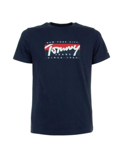 CAMISETA MANGA CORTA TJM ESSENTIAL TOMMY SCRIPT TEE 50% ALGODÓN ORGÁNICO 50% ALGODÓN TWILIGHT NAVY