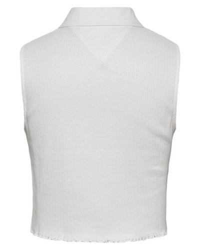 POLO CORTO SIN MANGAS TJW CROP SLEEVELESS RIB POLO 100% ALGODÓN ORGÁNICO ECRU