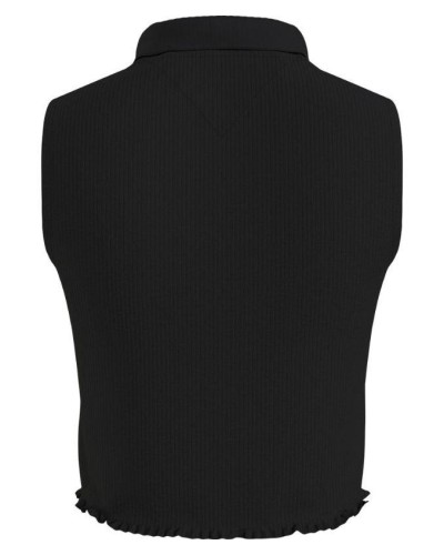 POLO CORTO SIN MANGAS TJW CROP SLEEVELESS RIB POLO 100% ALGODÓN ORGÁNICO BLACK