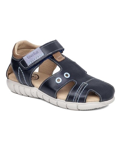 SANDALIA PIEL CALIFORNIANA MARINO/AZUL VELCRO