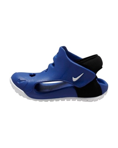 CHANCLA NIKE SUNRAY PROTECT 3 AZUL/NEGRO MATERIALES FLEXIBLES CORREAS DE GANCHO Y LAZO AMORTIGUACIÓN DE ESPUMA DISEÑO LIGERO Y D