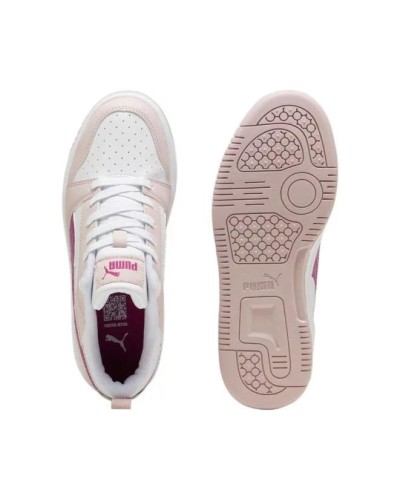 DEPORTIVO PUMA REBOUND V6 LO JUNIOR ROSA / BLANCO