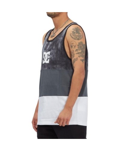 CAMISETA SIN MANGAS DEEP END TANK BLACK 100% ALGODÓN AJUSTE ESTÁNDAR PANEL LAVADO CORTADO Y COSIDO CINTA ATLÉTICA EN LA NUCA