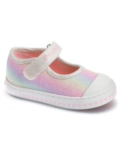 MERCEDES LONA LINO GLITTER BLANCO GOMA ROSA/LILA/BLANCO