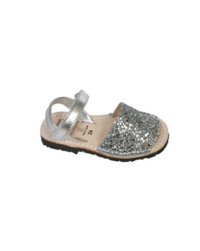 ALBARCA MENORQUINA VELCRO MOD GLITER PLATA IBIZA