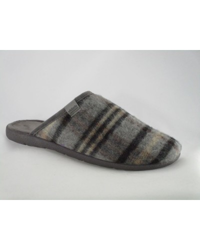 ZAPATILLA DE CASA SIESTA CUADROS GRIS