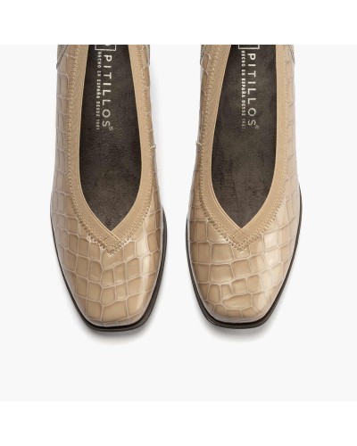 ZAPATO SAL�N PIEL TAC�N MEDIO PIEDRA