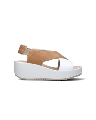 SANDALIA CAPRA TAMPONATA/NAPPA BISCOTTO/BIANCO TOSTADO