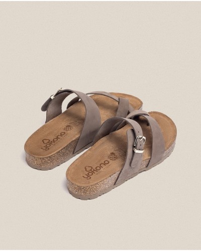 SANDALIA PLANA NOBUCK MULTI PARDO