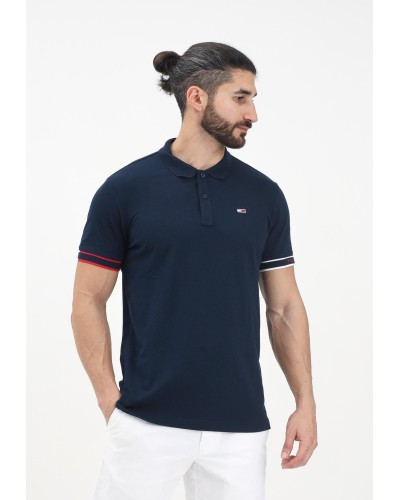 POLO MANGA CORTA TOMMY JEANS MAN FLAG CUFF POLO EXT DARK NIGHT NAVY