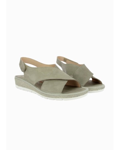 SANDALIA CUÑA TIRAS CIERRE VELCRO TAUPE