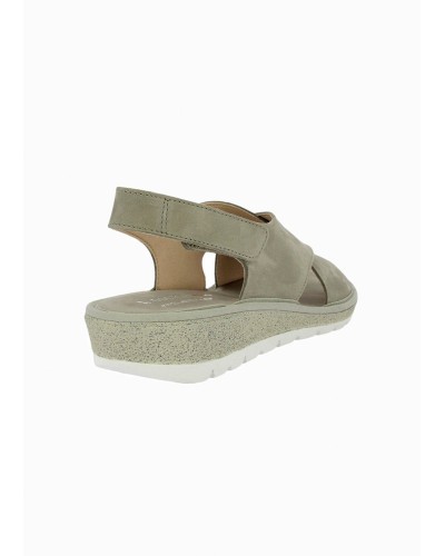 SANDALIA CUÑA TIRAS CIERRE VELCRO TAUPE