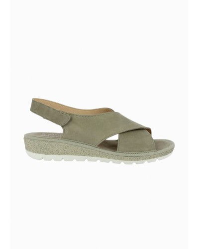 SANDALIA CUÑA TIRAS CIERRE VELCRO TAUPE