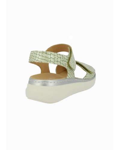SANDALIA CUÑA PIEL CIERRE VELCRO MENTA