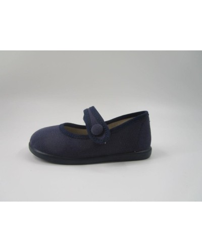MERCEDITAS SALON VELCRO BOTON ORGANIC MARINO 100% ALGODÓN ORGÁNICO SUELA CAUCHO NATURAL VULCANIZADO CIERRE TIRA ADHERENTE