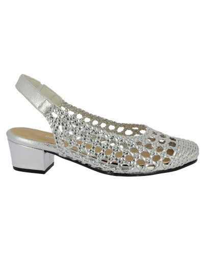 ZAPATO DE VESTIR DESTALONADO REJILLA COLOR PLATA