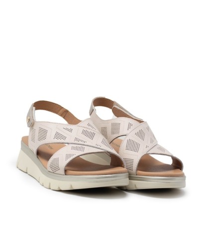 SANDALIA PIEL VELCRO CREMA