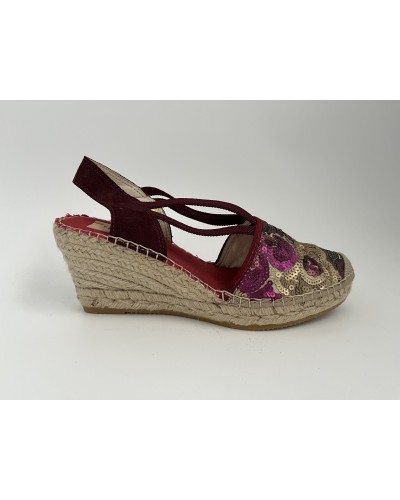 ALPARGATA CUÑA LENTEJUELA DIANA CUERDA CLAVEL NATURAL CUERDA