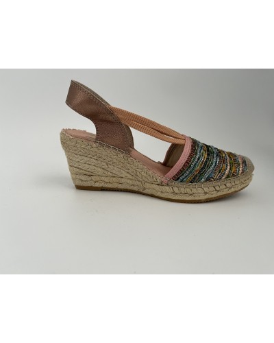 ALPARGATA CUÑA LENTEJUELA CUERDA CLAVEL MAQUILLAJE