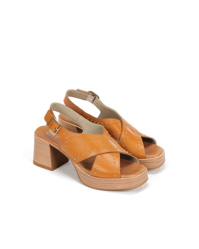 SANDALIA TACON PLATAFORMA MODELO DIAMOND PIEL TIBET CUERO
