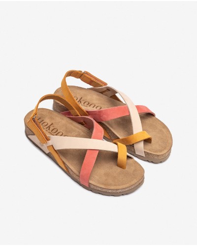 SANDALIA PLANA NOBUCK MULTI MANGO / SUNSET
