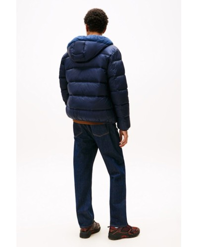 CHAQUETA CAPUCHA TOMMY JEANS MAN HOODED LOGO PUFFER EXT DARK NIGHT NAVY