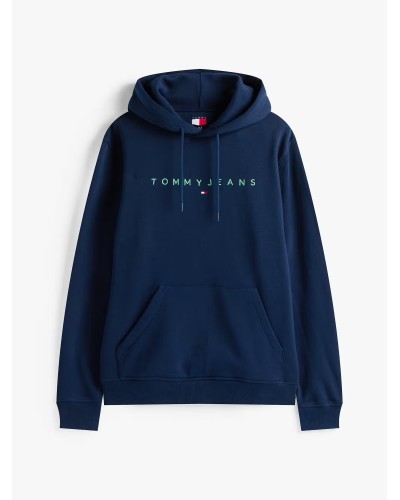 SUDADERA CAPUCHA TOMMY JEANS MAN REG LINEAR LOGO HOODIE EXT DARK NIGHT NAVY MULTI