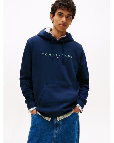 SUDADERA CAPUCHA TOMMY JEANS MAN REG LINEAR LOGO HOODIE EXT DARK NIGHT NAVY MULTI