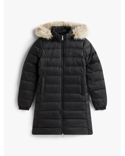 CHAQUETA CAPUCHA TOMMY JEANS WOMAN ESSENTIAL HOODED DOWN COAT BLACK