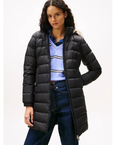 CHAQUETA CAPUCHA TOMMY JEANS WOMAN ESSENTIAL HOODED DOWN COAT BLACK