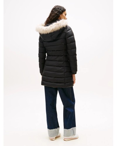 CHAQUETA CAPUCHA TOMMY JEANS WOMAN ESSENTIAL HOODED DOWN COAT BLACK