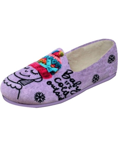 ZAPATILLA DE CASA CONFORT GORRO LANA ESTAMPADO MORADO
