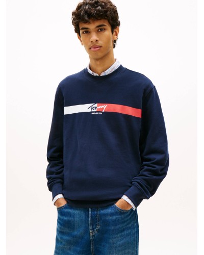 SUDADERA TJM REG SIGN STRIPE CNCK EXT DARK NIGHT NAVY