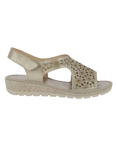 SANDALIA CUÑA PIEL CIERRE VELCRO PICO