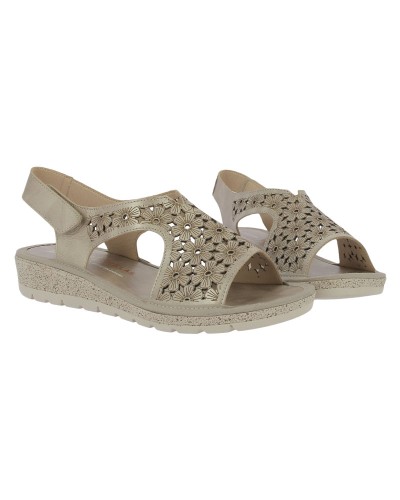 SANDALIA CUÑA PIEL CIERRE VELCRO PICO