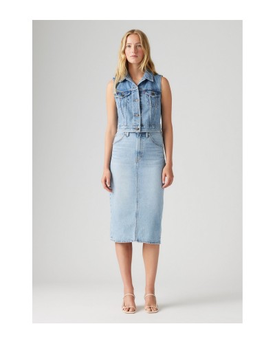 FALDA HR BACK SLIT SKIRT RIVETING CLEAN HEM