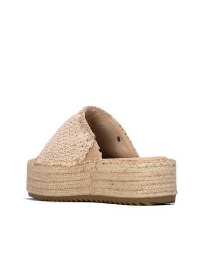 ZUECO SEÑORA PLATAFORMA TEXTIL BEIGE