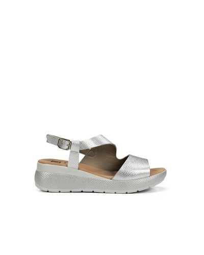SANDALIA CUÑA MOD EVER ALUMIN PLATA