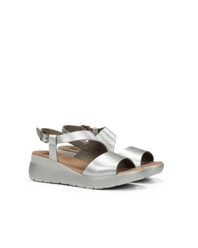 SANDALIA CUÑA MOD EVER ALUMIN PLATA