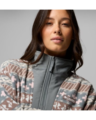 FORRO POLAR MUJER SEQUOIA GROVE PRINTED HALF ZIP GREEN