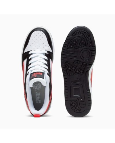 DEPORTIVO PUMA REBOUND V6 LO JR BLANCO / ROJO / NEGRO