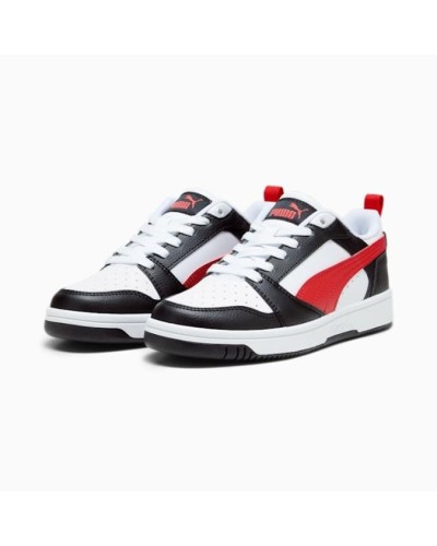 DEPORTIVO PUMA REBOUND V6 LO JR BLANCO / ROJO / NEGRO