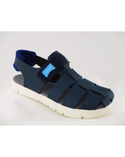 SANDALIA HYPNOS PIEL AZUL VELCRO