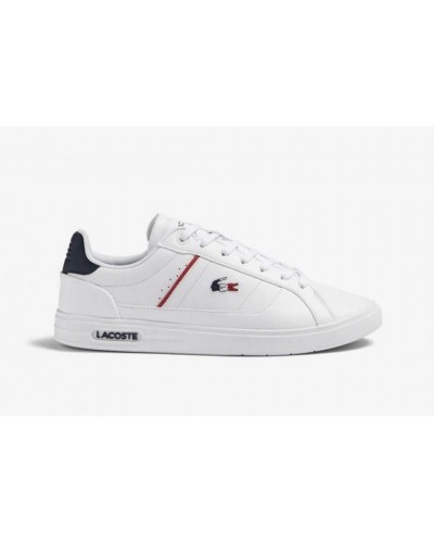 DEPORTIVO MENS LACOSTE EUROPA PRO LEATHER HEEL POP SNEAKERS WHITE/NAVY/RED