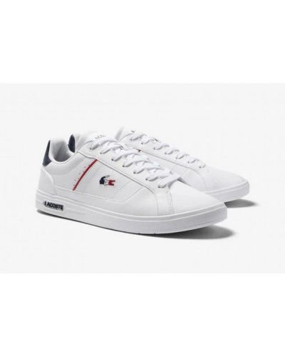 DEPORTIVO MENS LACOSTE EUROPA PRO LEATHER HEEL POP SNEAKERS WHITE/NAVY/RED